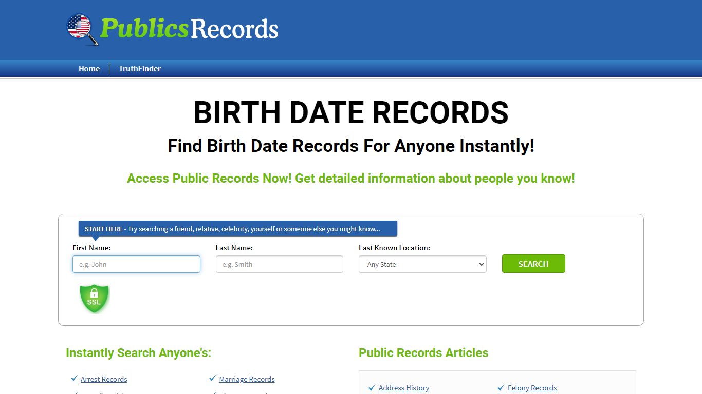 Find Birth Date Records For Anyone - publicsrecords.com